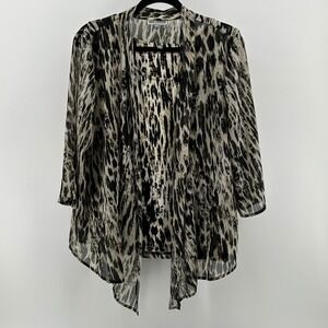 JM Collection Twin Set Animal Print Sheer Cardigan Tank Top XL Petite Office